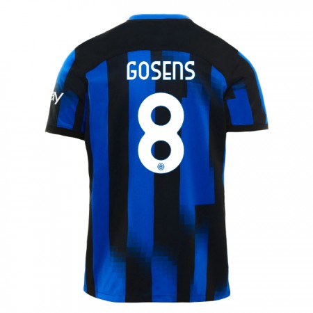 Koszulka Inter Mediolan Gosens 8 Domowe 2023-24 Koszulki Piłkarskie Krótki Rękaw